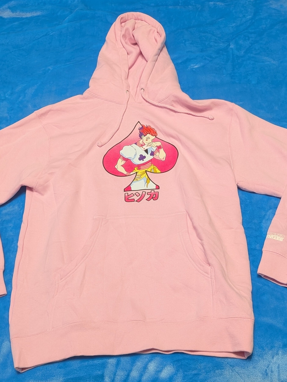 🩷🚨 Pink Anime Graphic Hisoka Hoodie with Japanese Text 🚨🩷